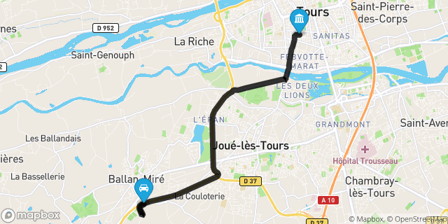 Itinéraire vers Tours