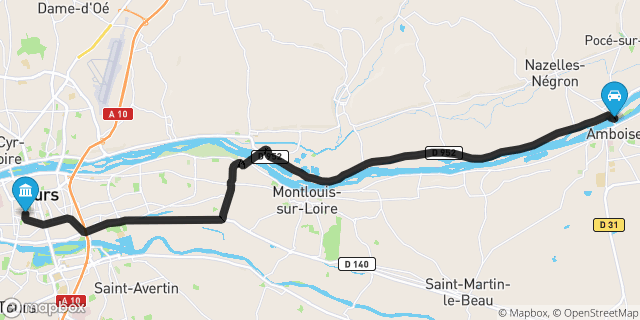 Itinéraire vers Tours