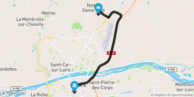 Itinéraire vers Tours