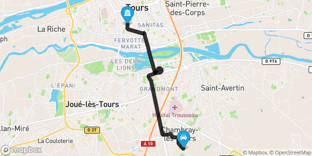 Itinéraire vers Tours