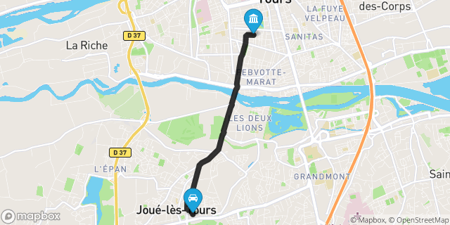 Itinéraire vers Tours