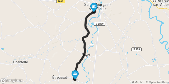 Itinéraire vers Saint-Pourçain-sur-Sioule