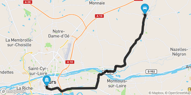 Itinéraire vers Tours