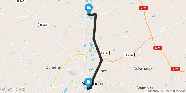Itinéraire vers Montluçon