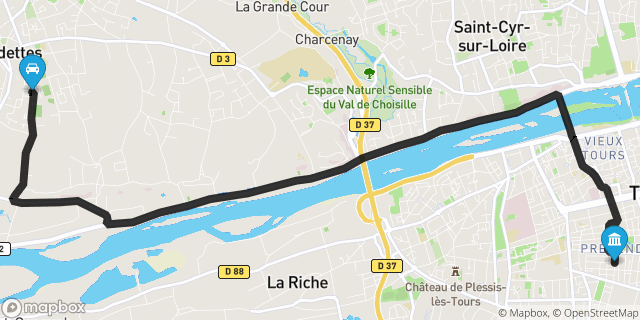 Itinéraire vers Tours