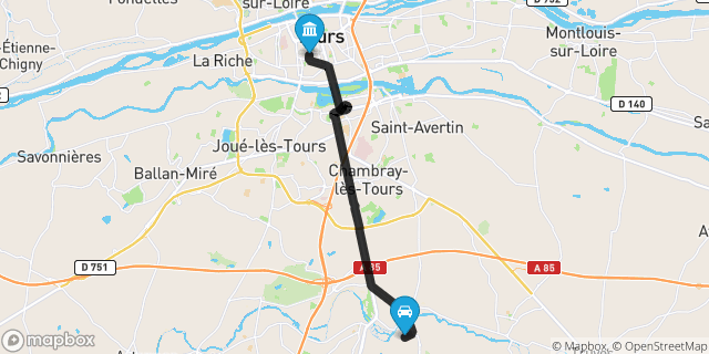 Itinéraire vers Tours
