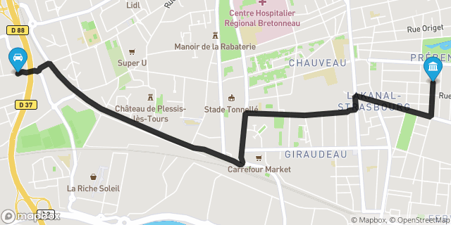 Itinéraire vers Tours