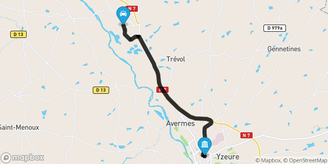Itinéraire vers Moulins