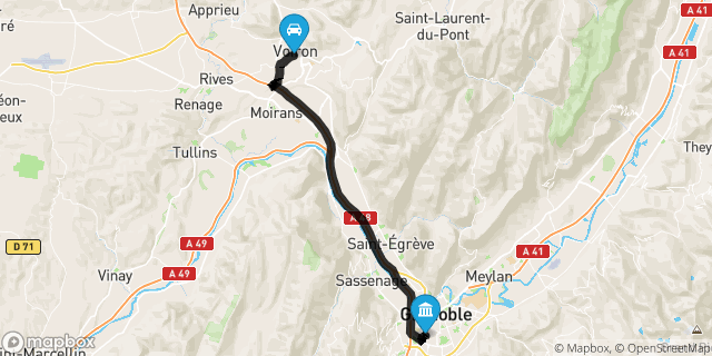 Itinéraire vers Grenoble