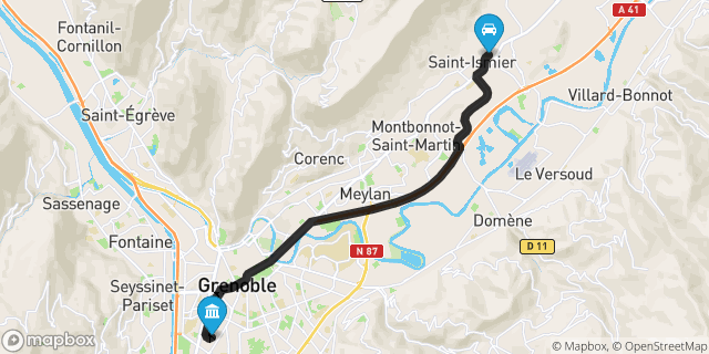 Itinéraire vers Grenoble