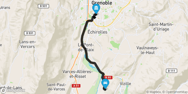 Itinéraire vers Grenoble