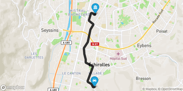 Itinéraire vers Grenoble