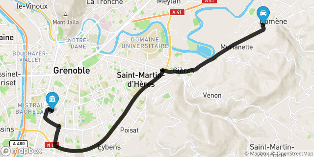 Itinéraire vers Grenoble
