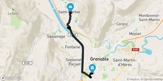 Itinéraire vers Grenoble