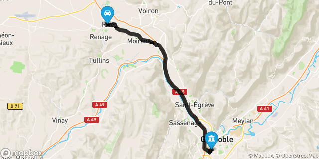 Itinéraire vers Grenoble