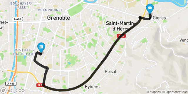 Itinéraire vers Grenoble