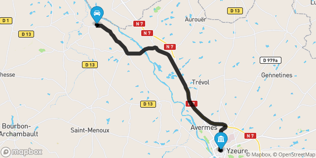 Itinéraire vers Moulins