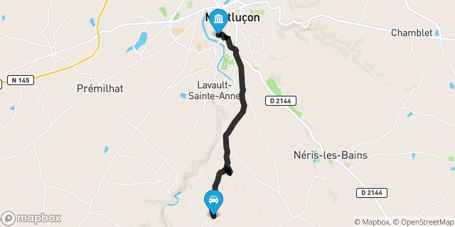 Itinéraire vers Montluçon