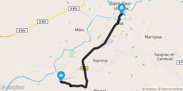 Itinéraire vers Dax