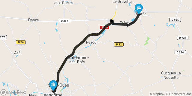 Itinéraire vers Vendôme