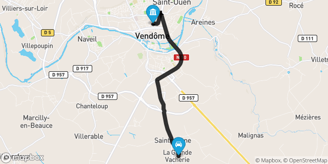 Itinéraire vers Vendôme