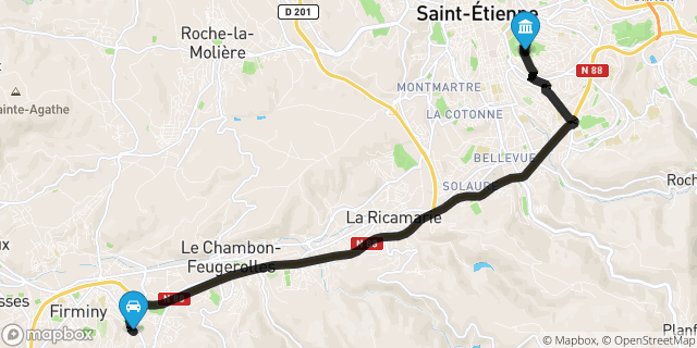 Itinéraire vers Saint-Étienne