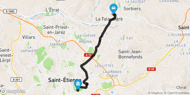 Itinéraire vers Saint-Étienne