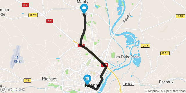 Itinéraire vers Roanne