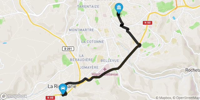 Itinéraire vers Saint-Étienne