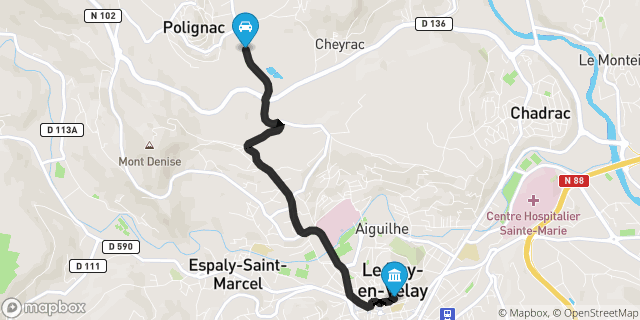 Itinéraire vers Le Puy-en-Velay