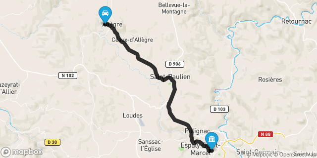 Itinéraire vers Le Puy-en-Velay