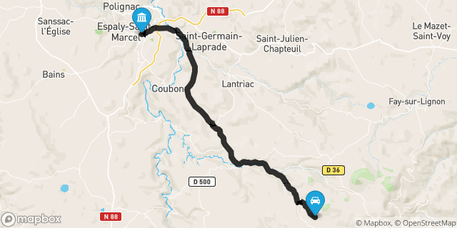 Itinéraire vers Le Puy-en-Velay