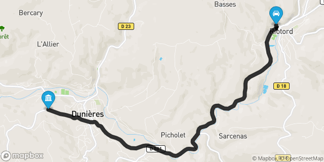 Itinéraire vers Dunières