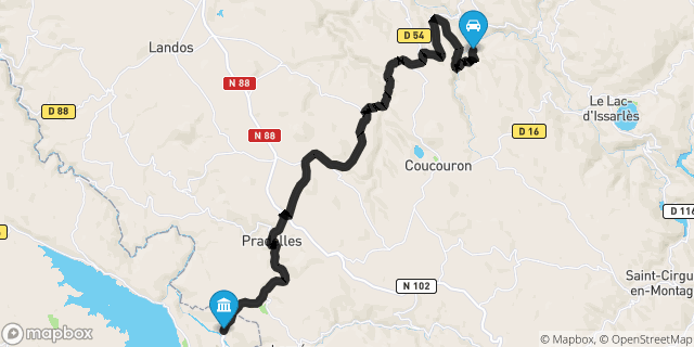 Itinéraire vers Langogne