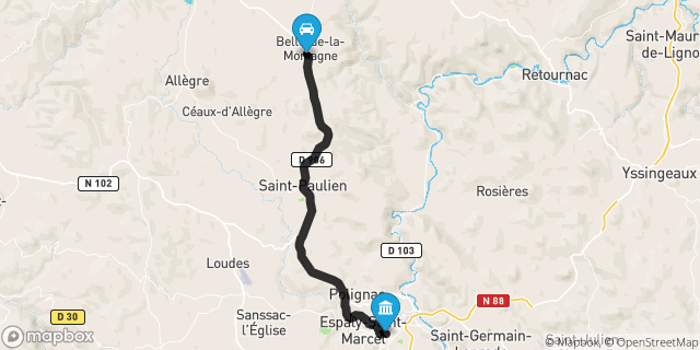 Itinéraire vers Le Puy-en-Velay