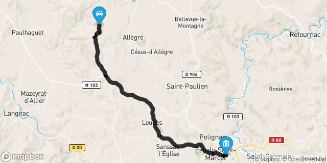 Itinéraire vers Le Puy-en-Velay