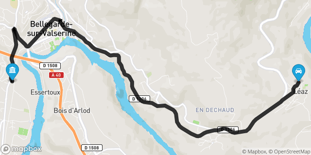 Itinéraire vers Bellegarde-sur-Valserine