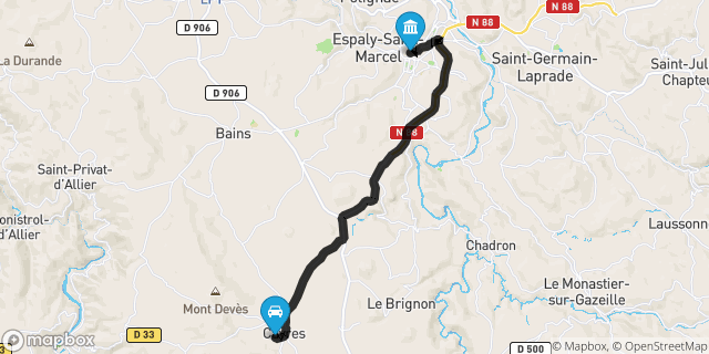 Itinéraire vers Le Puy-en-Velay