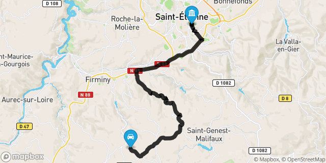 Itinéraire vers Saint-Étienne