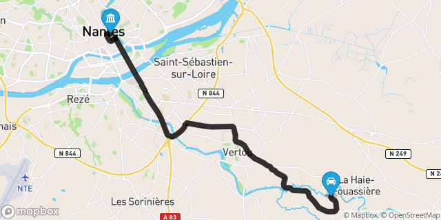 Itinéraire vers Nantes