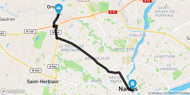 Itinéraire vers Nantes