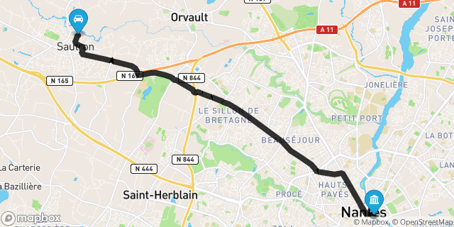 Itinéraire vers Nantes