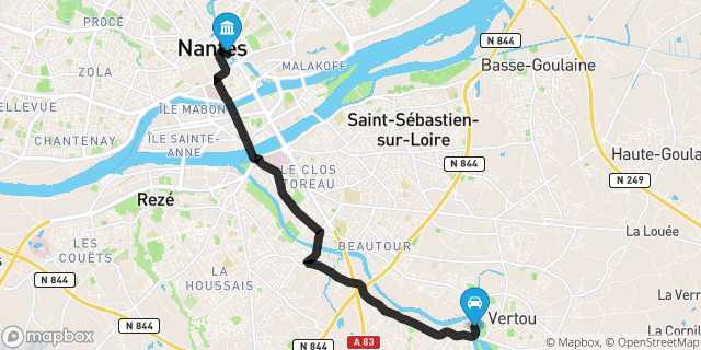 Itinéraire vers Nantes