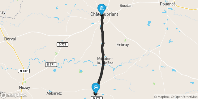 Itinéraire vers Châteaubriant