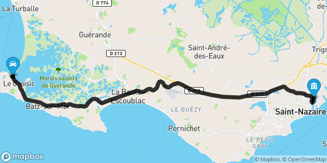 Itinéraire vers Saint-Nazaire