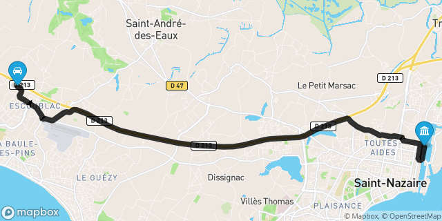 Itinéraire vers Saint-Nazaire