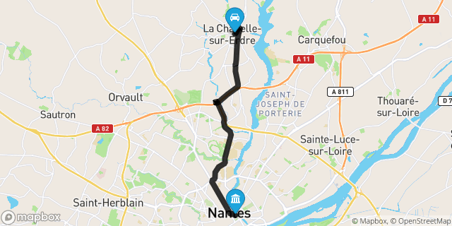 Itinéraire vers Nantes