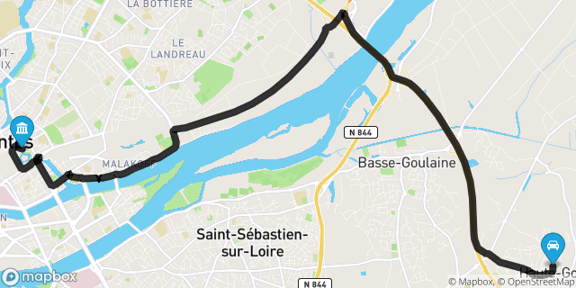 Itinéraire vers Nantes