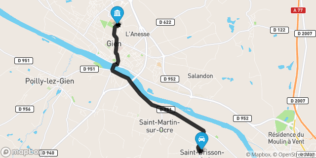 Itinéraire vers Gien