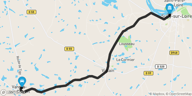 Itinéraire vers Sully-sur-Loire